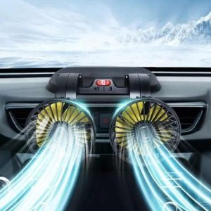 Double-Head 12V Car Fan — 360° Adjustable Dual Head Vehicle Cooling Fan