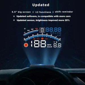 Car HUD Head-Up Display — OBD2 + GPS Speedometer with Alarm & Multi-Data Projection
