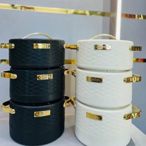 Set of 3 clean, white insulated hot pots against a white background, highlighting a minimalist look.